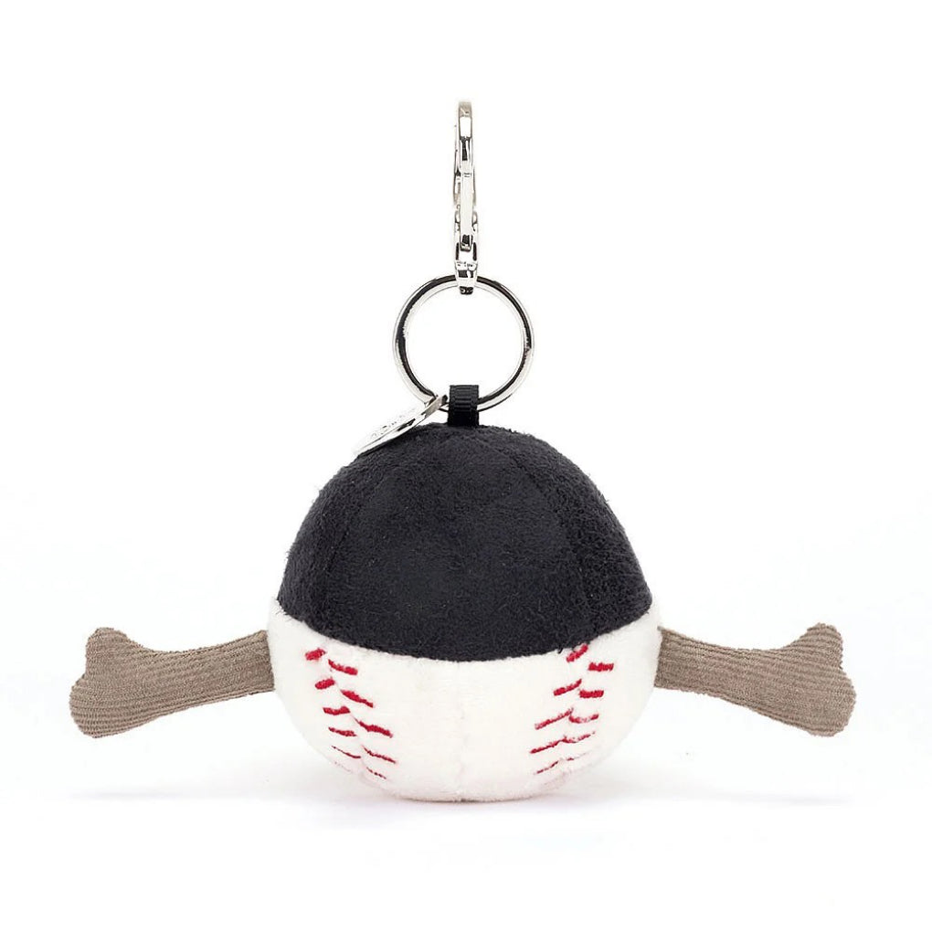 Back of Jellycat Amuseables Sports Baseball Bag Charm.