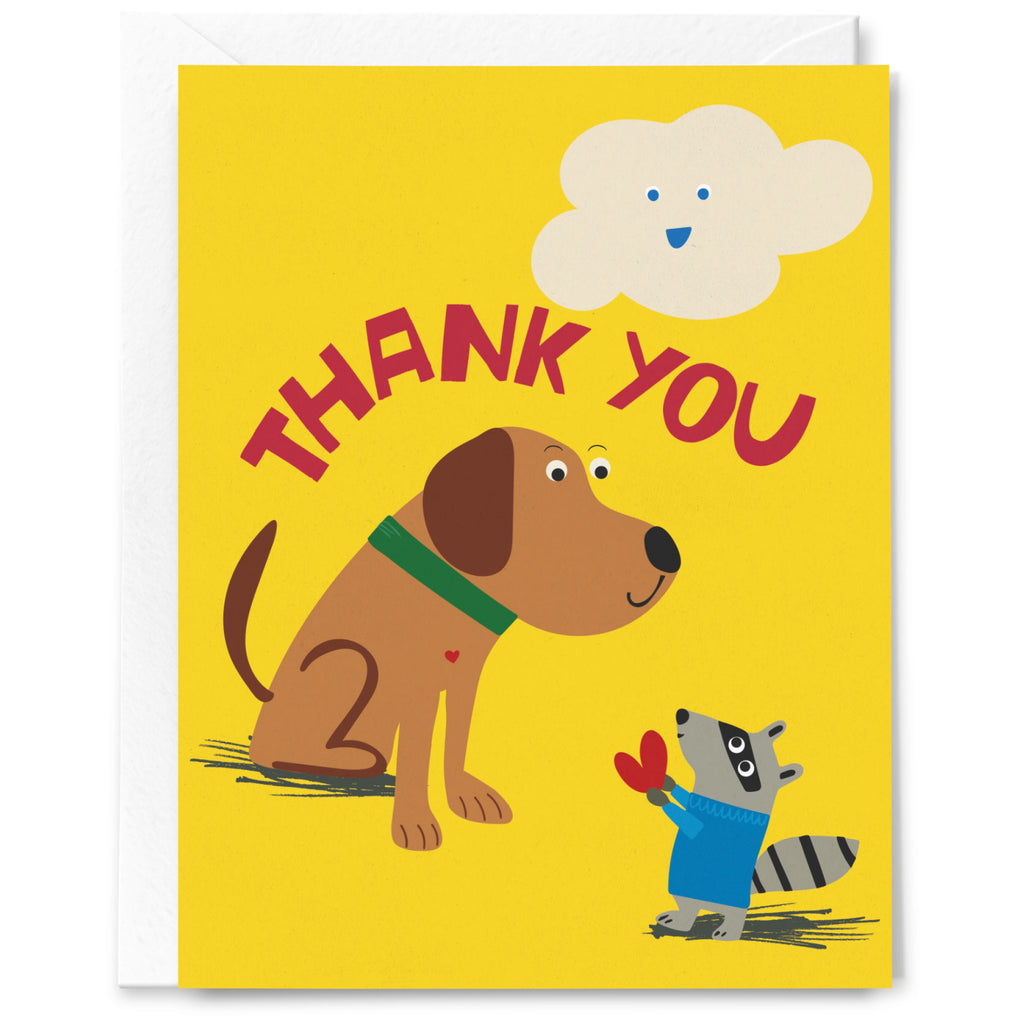 Dog and Racoon Thank You Card.