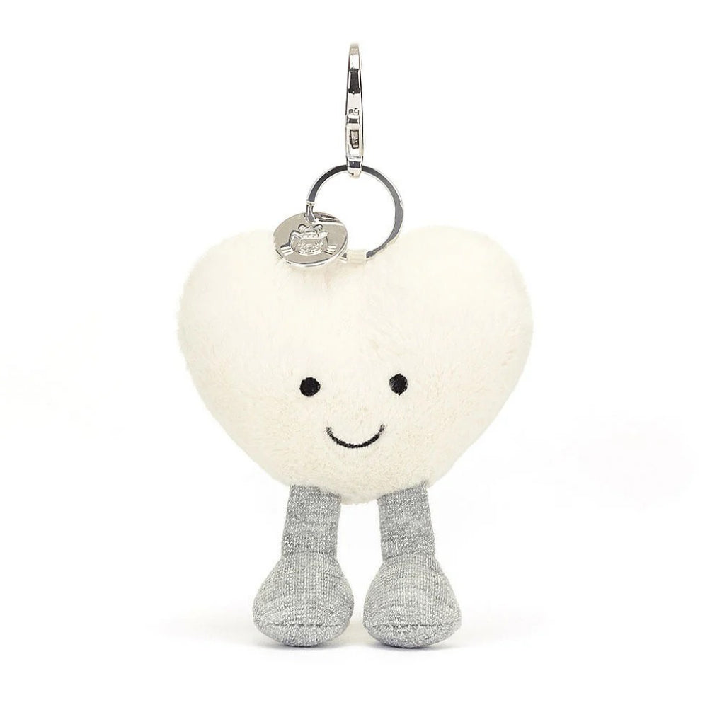 Front of Amuseables Cream Heart Bag Charm.
