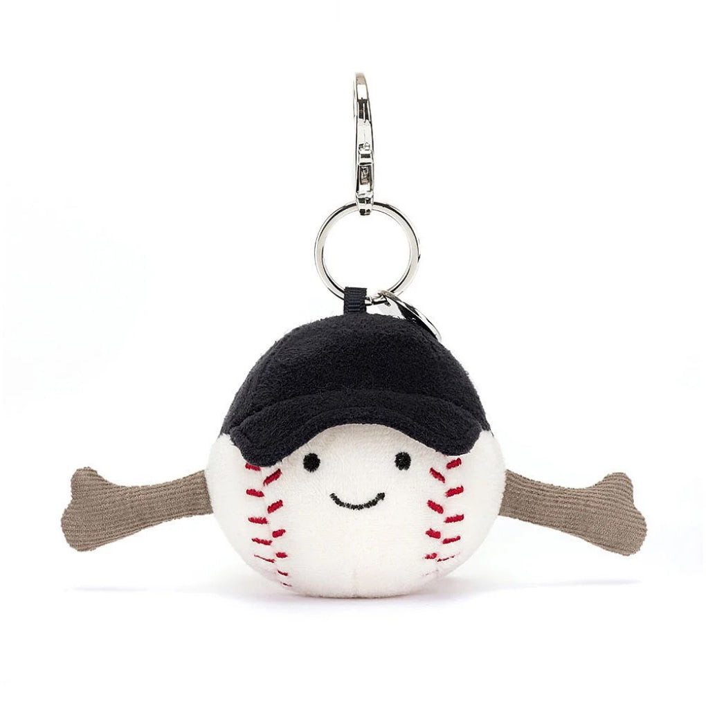 Front of Jellycat Amuseables Sports Baseball Bag Charm.