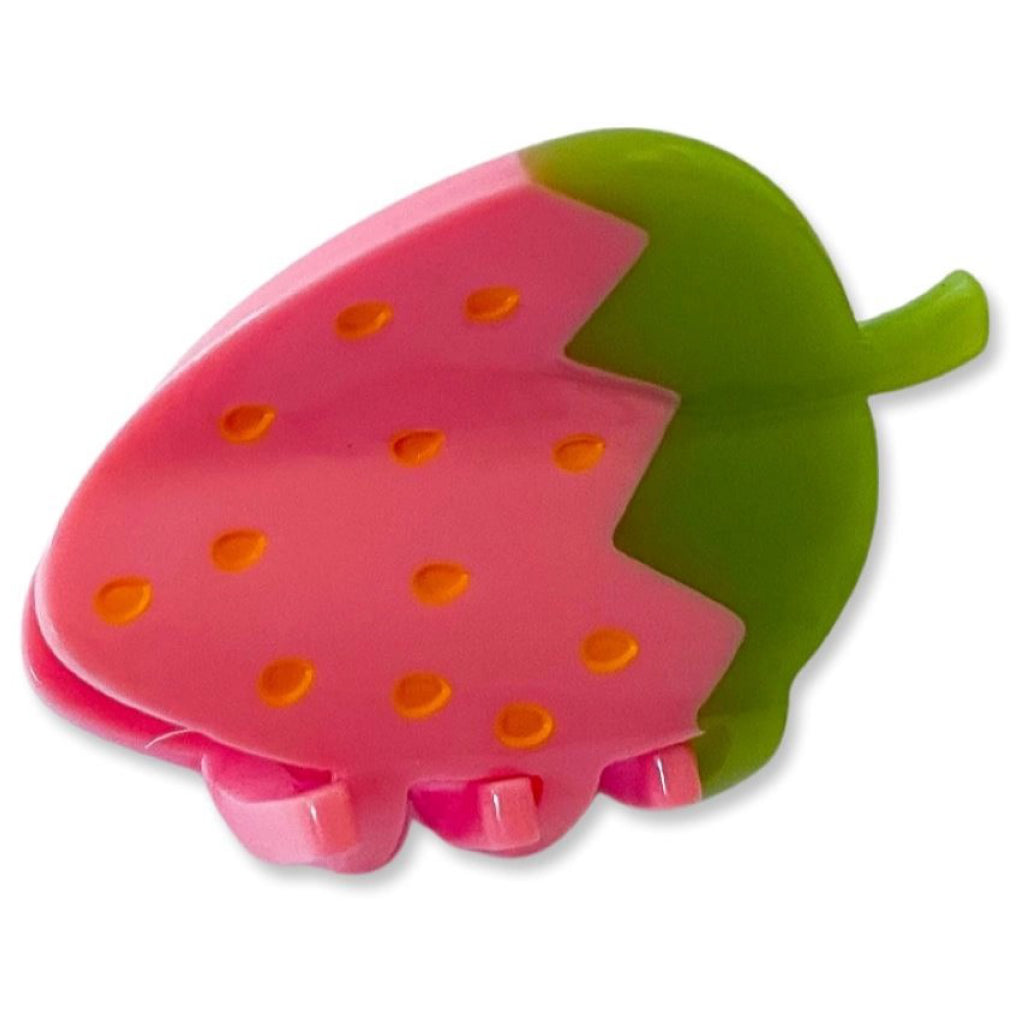 Front of Mini Pink Strawberry Hair Claw.