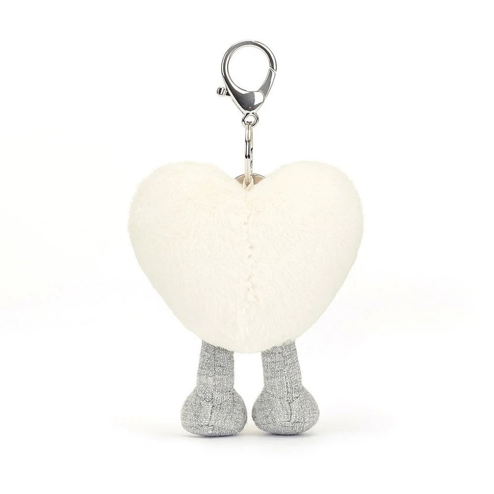 Jellycat Amuseables Cream Heart Bag Charm back view.