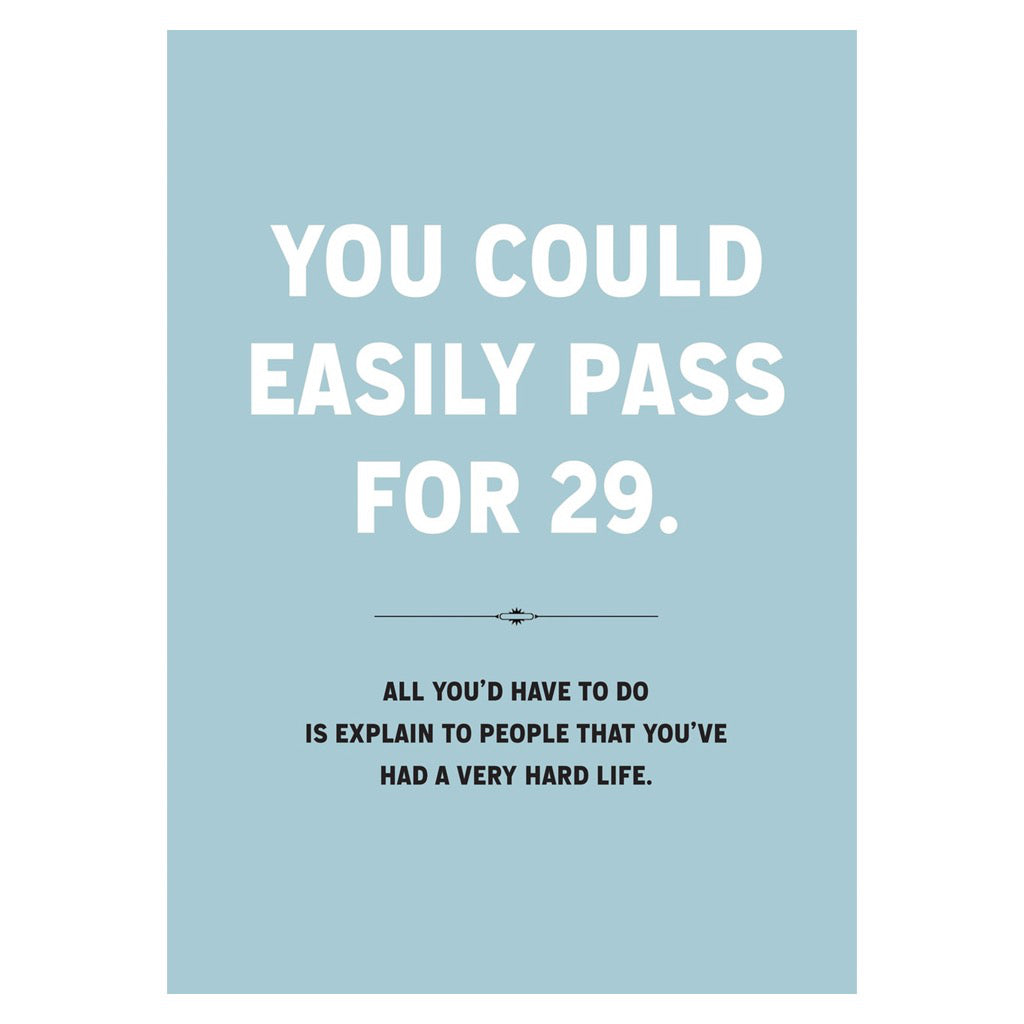 Pass For 29 Birthday Card.