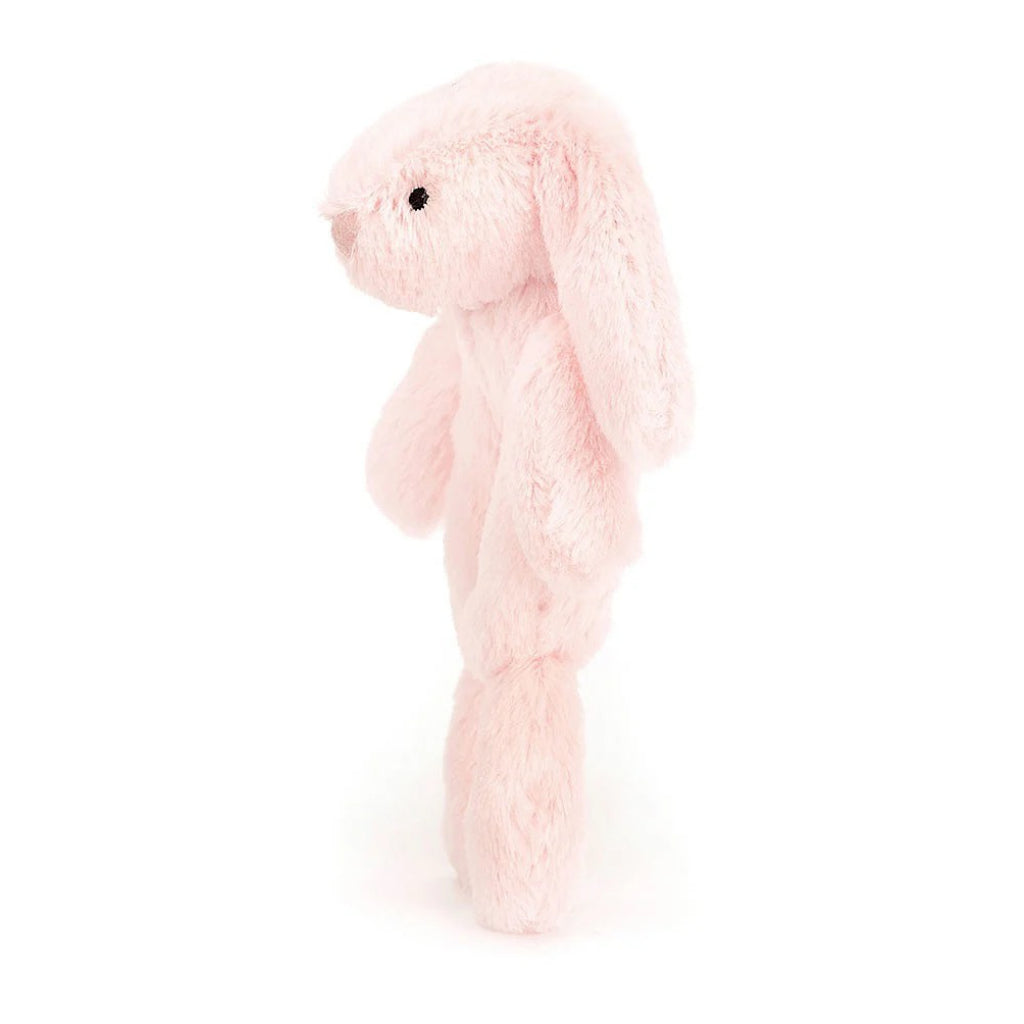 Side of Jellycat Bashful Pink Bunny Ring Rattle.