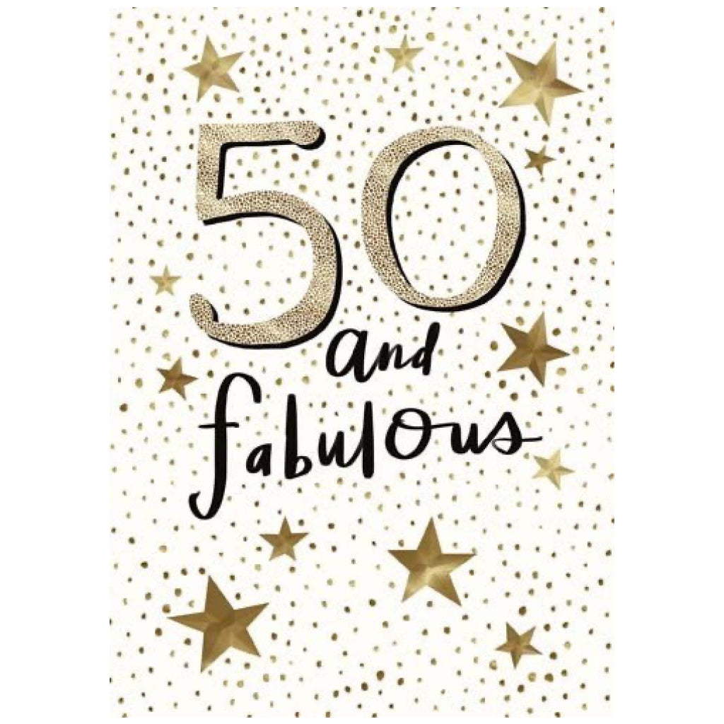 50 And Fabulous Gold Stars Card.