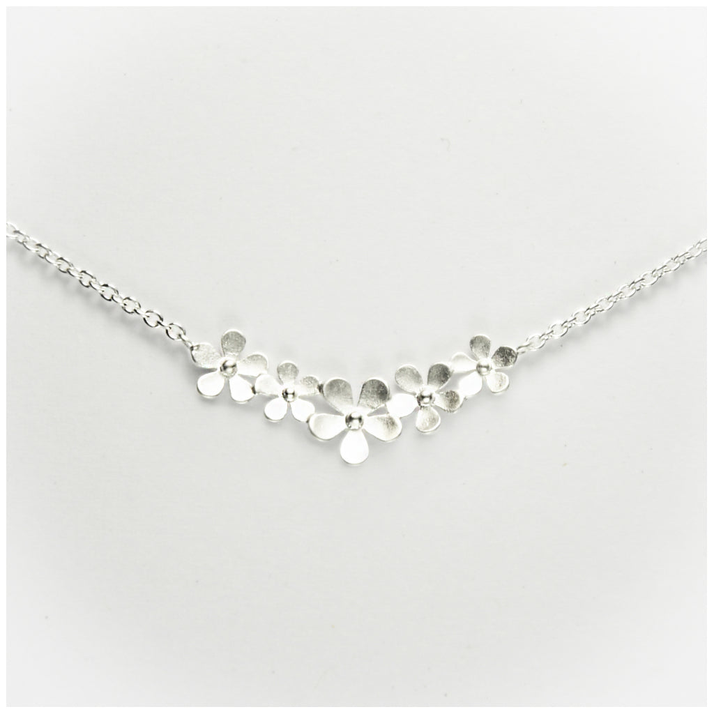 Curve of Flowers Necklace Brushed Sterling Silver