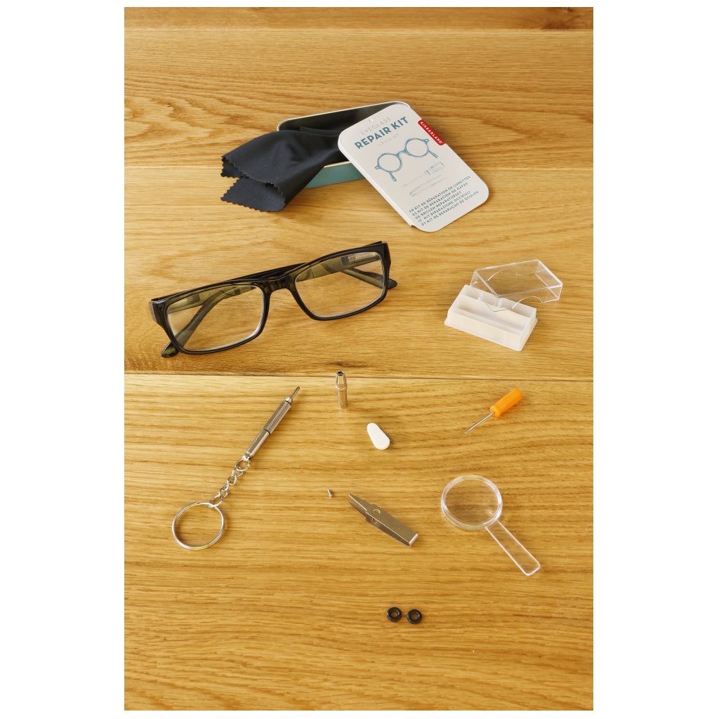 Eyeglass Repair Kit with glasses.