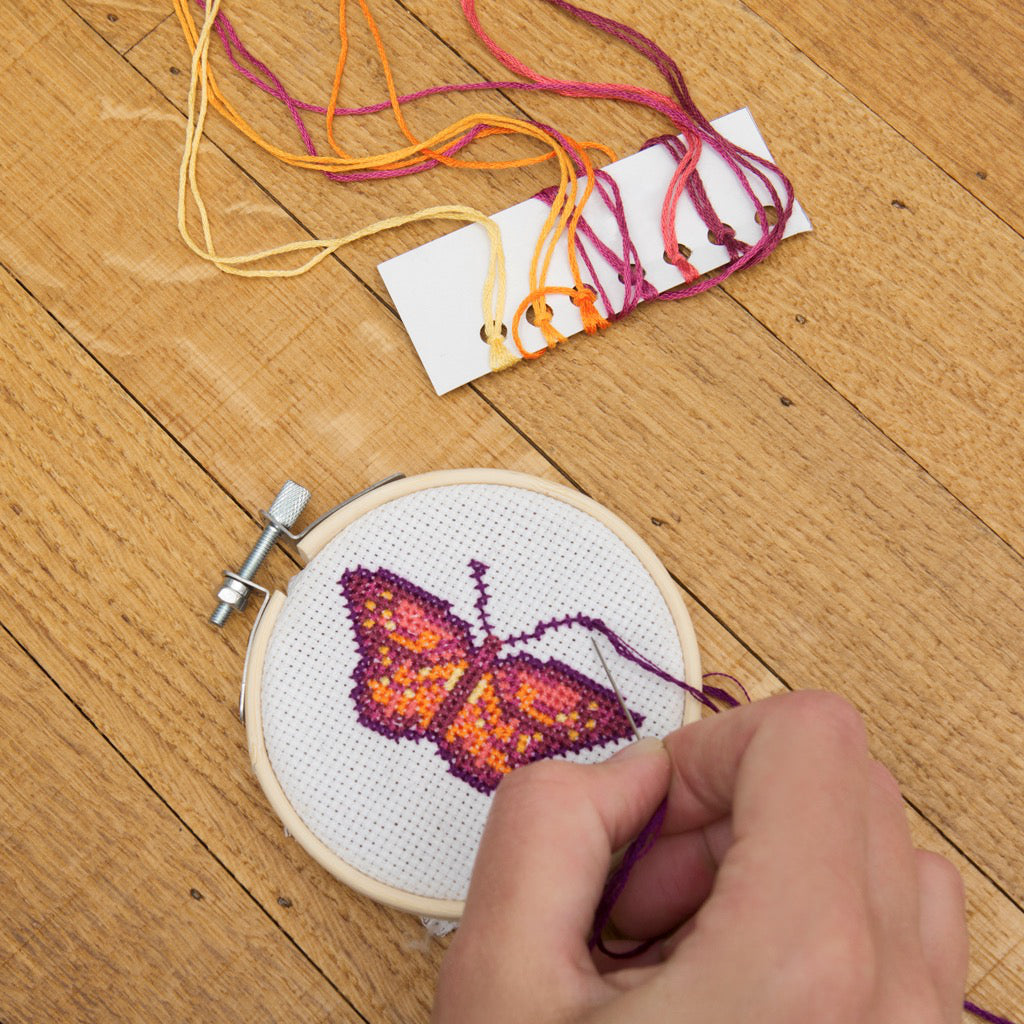 Mini Cross Stitch Embroidery Kit - Butterfly Lifestyle