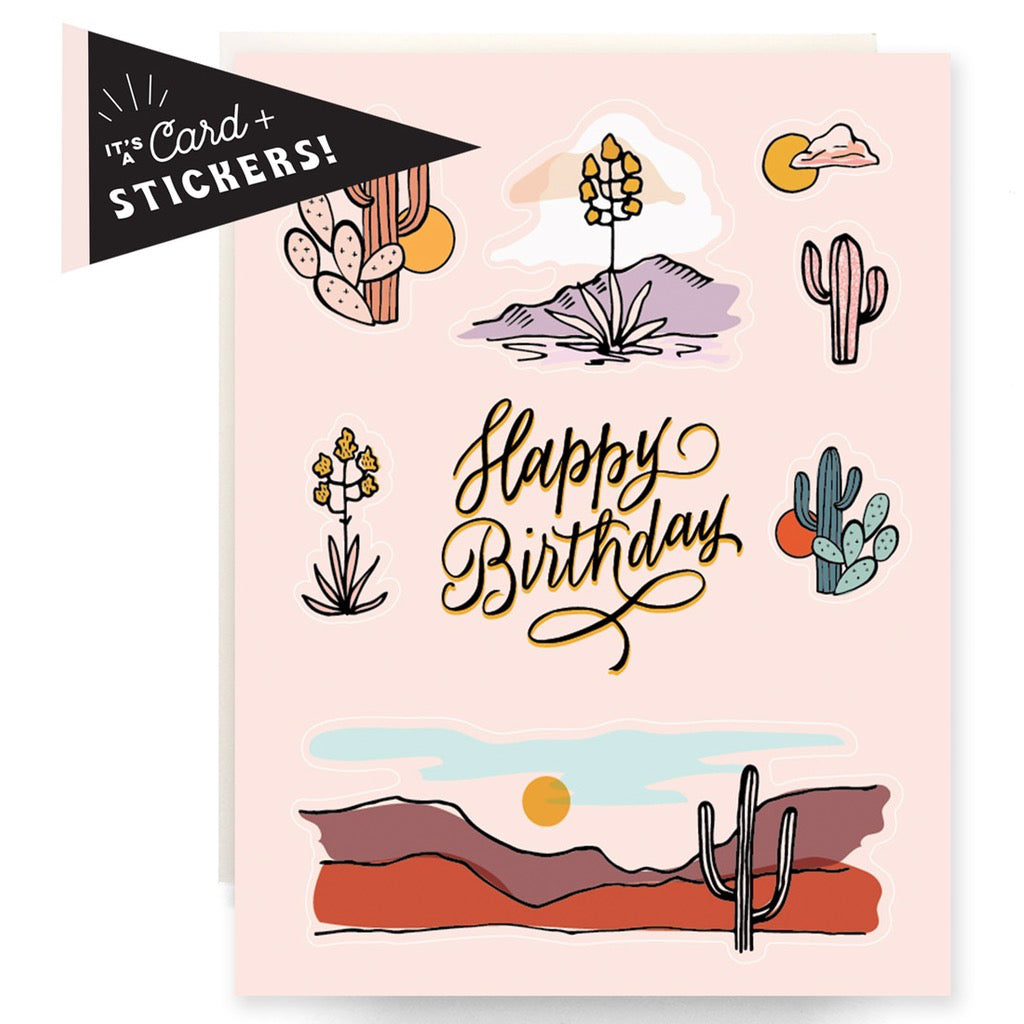 Peach Cactus Sheet Birthday Card