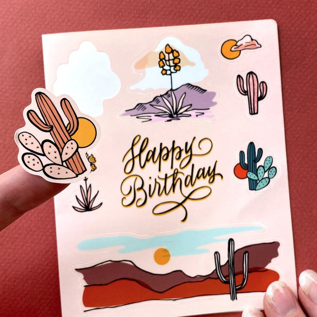 Peach Cactus Sheet Birthday Card Lifestyle