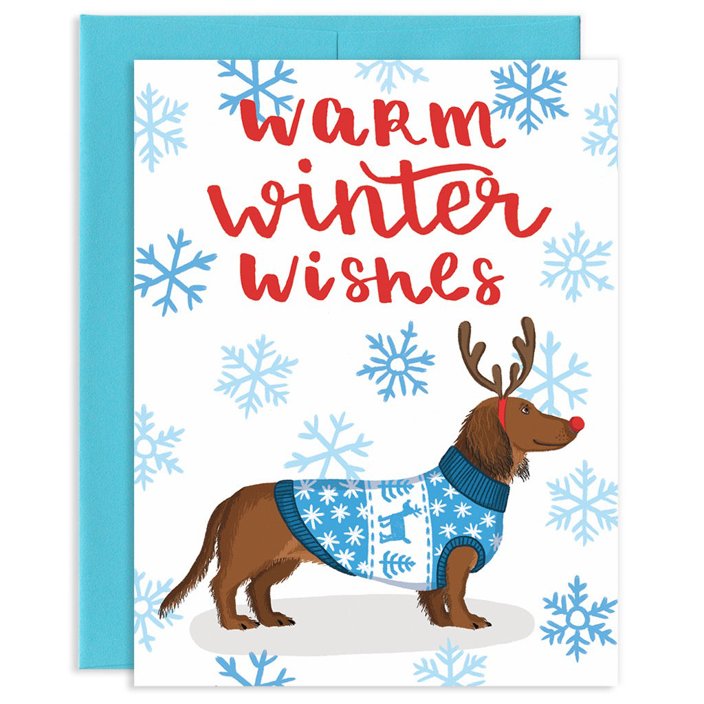 Warm Winter Wishes Dachshund Card