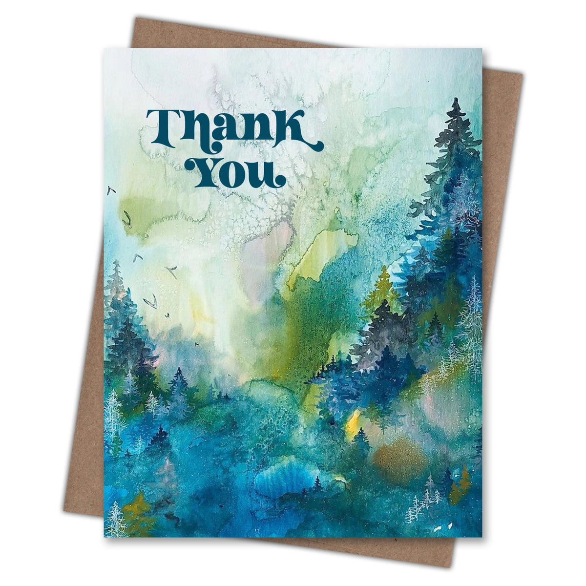 Abstract Forest Thank You Card Waterknot Outer Layer 