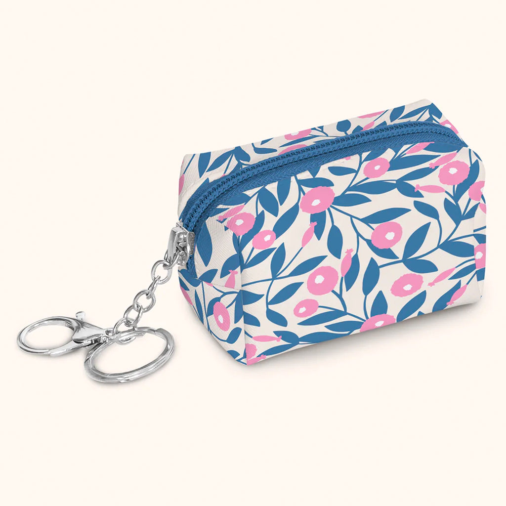 Angle view of Blushing Dahlias Key Chain Pouch.