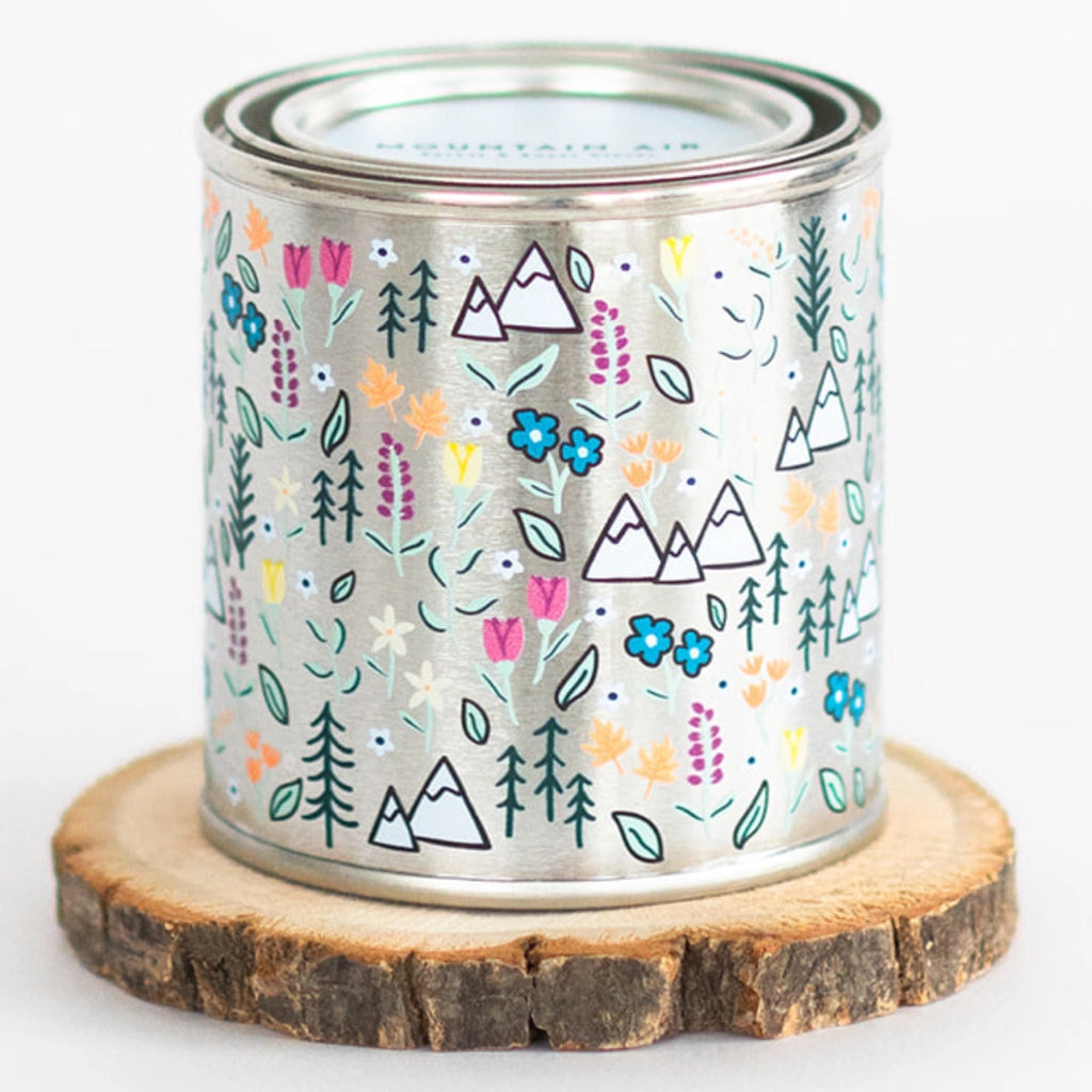Back of Mountain Air Paint Tin Candle.