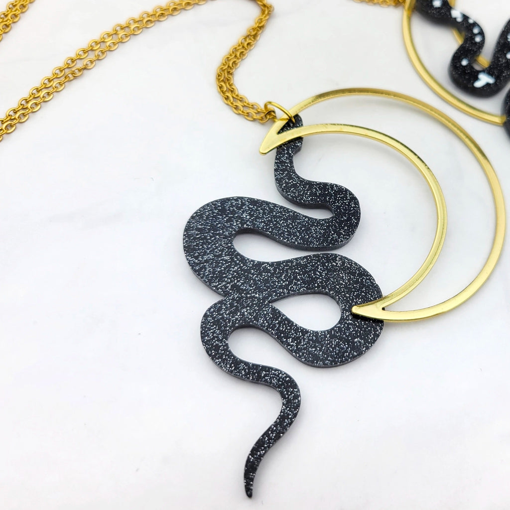 Back of Snake Moon Necklace.