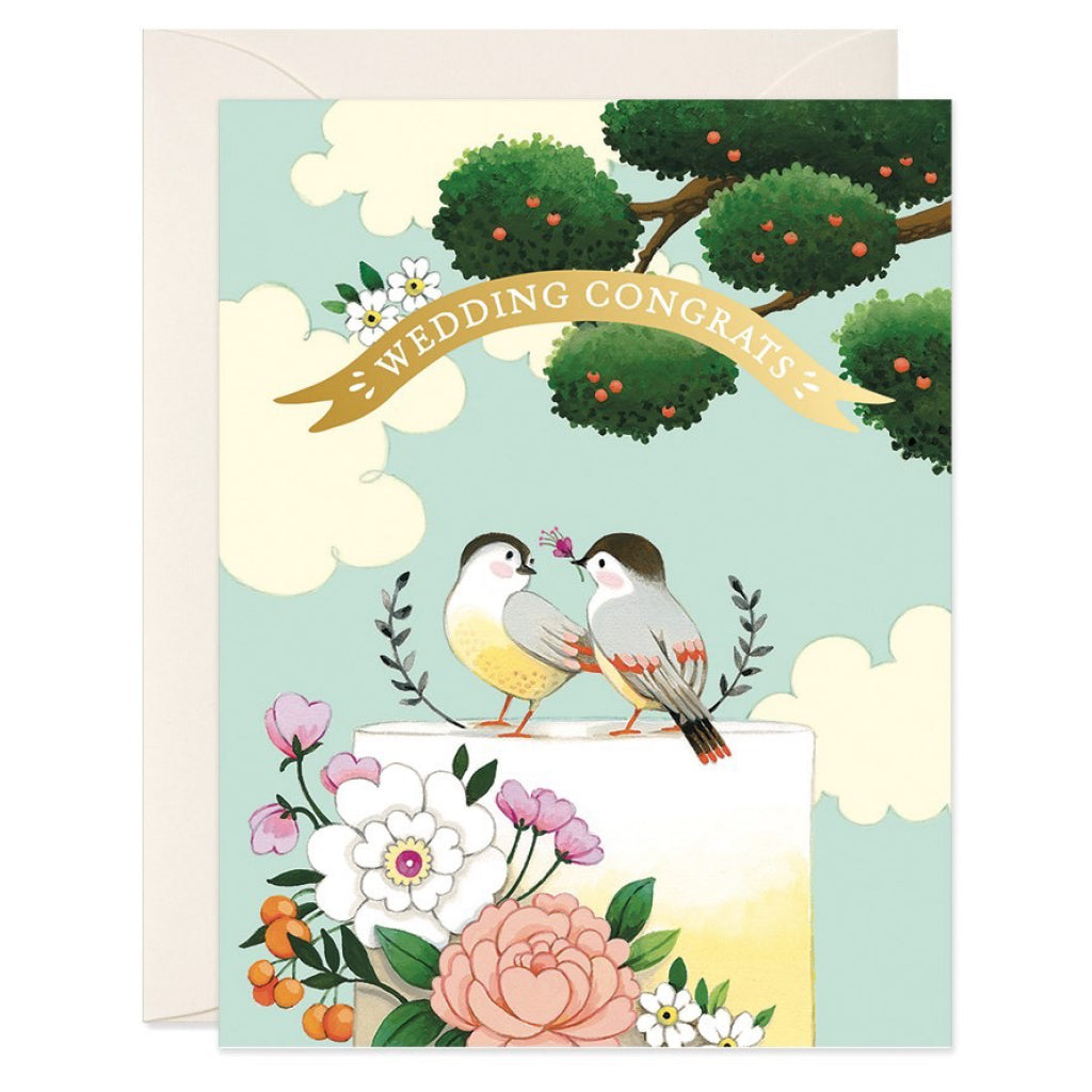 Birds On Wedding Cake Card