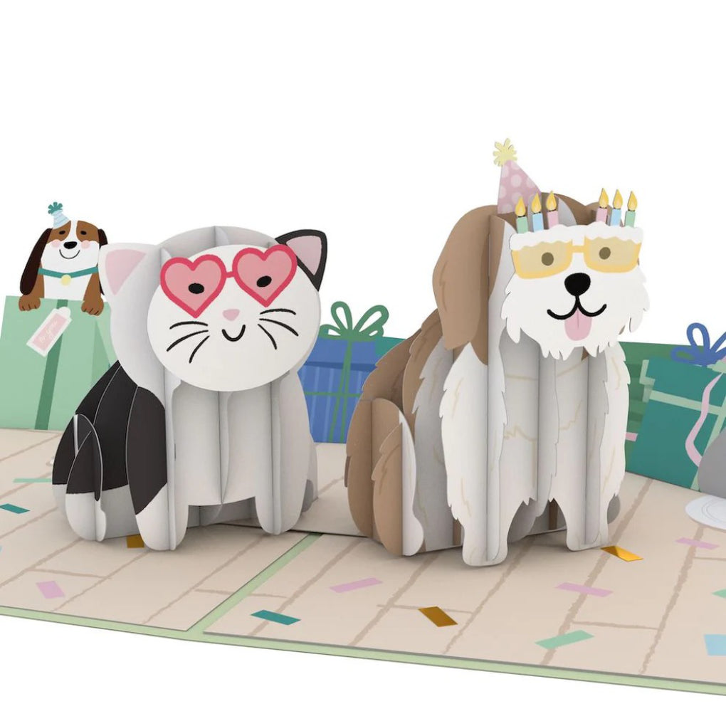 Birthday Cats and Dogs Pop Up Birthday Card.