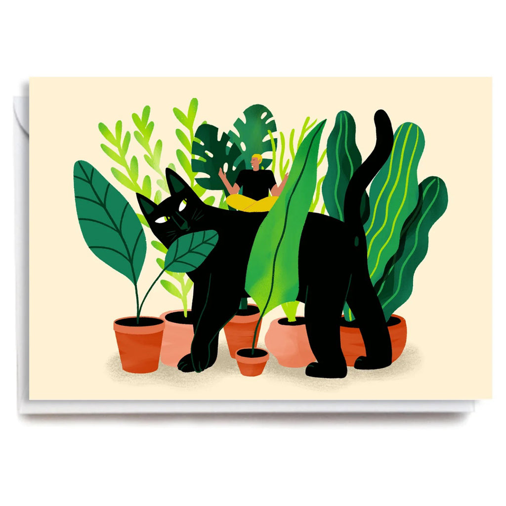 Black Cat In Plants Card