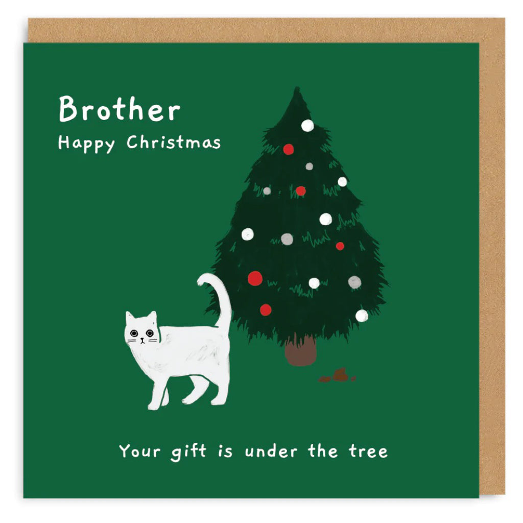 Brother Christmas Gift Under The Tree Card