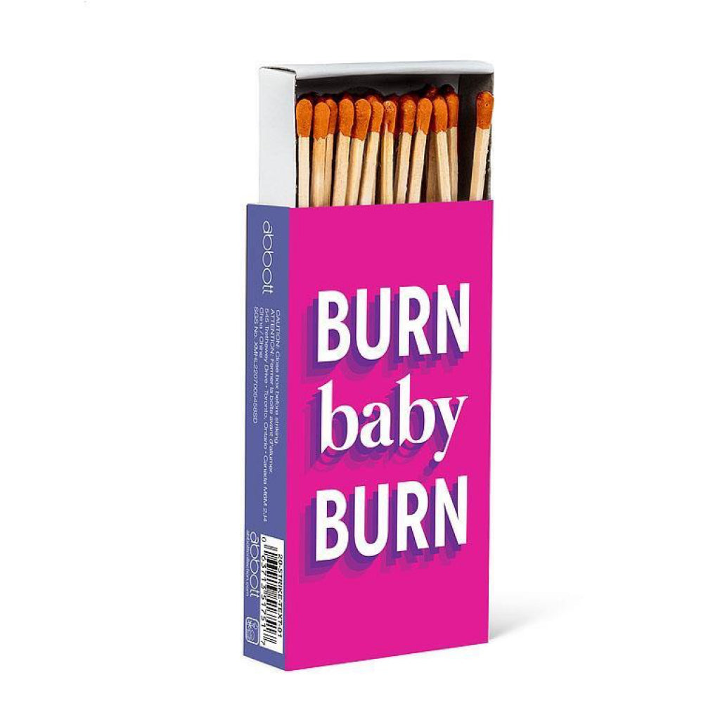 Burn Baby Burn Text Box of Matches back.