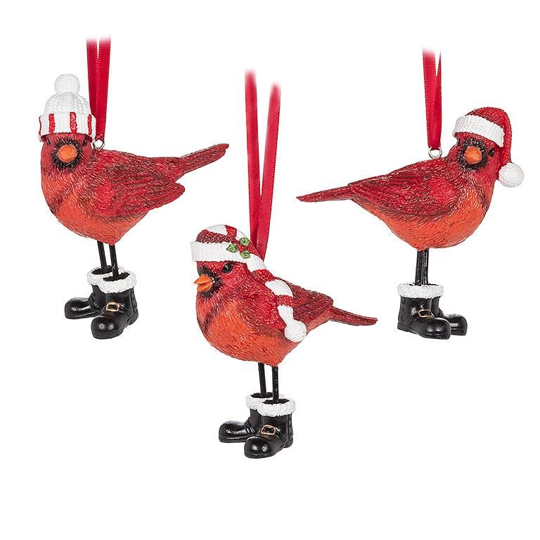Cardinal In Boots & Hat Ornaments.