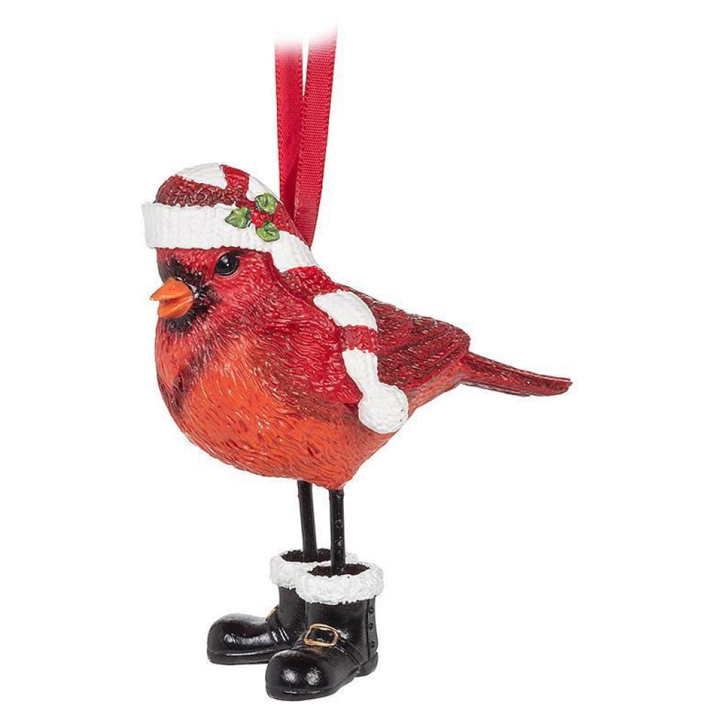 Cardinal In Boots Stocking & Hat Ornament.