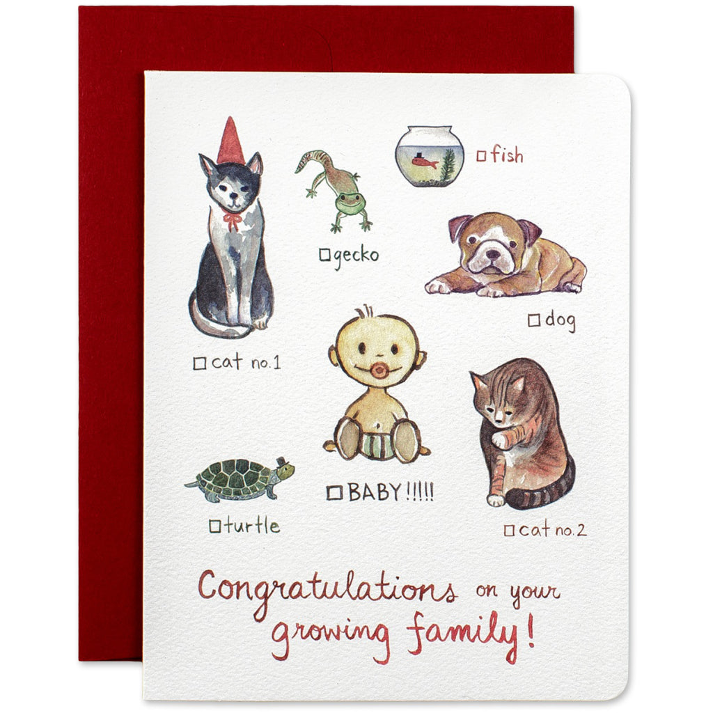 Cat Dog Baby Card