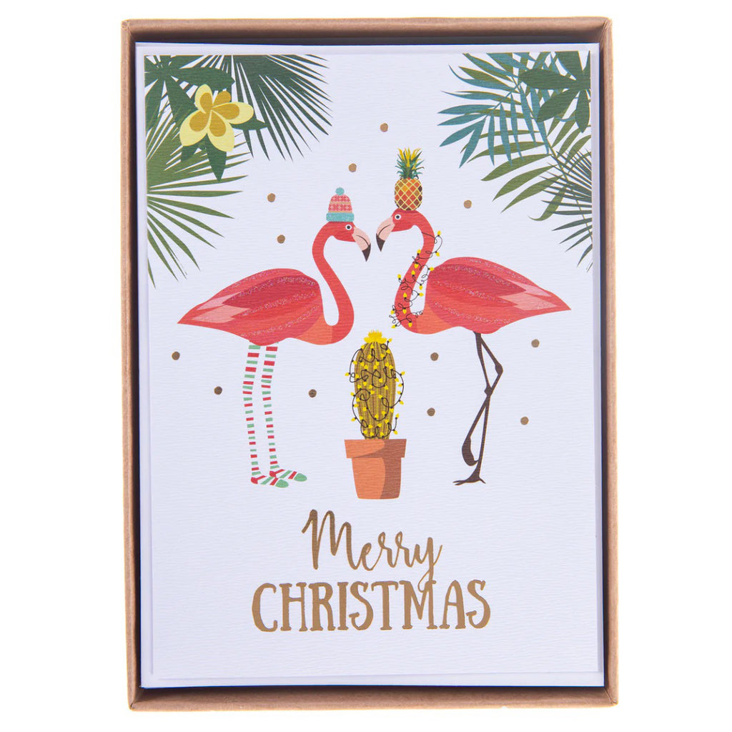 Christmas Flamingos  Cactus Classic Boxed Cards