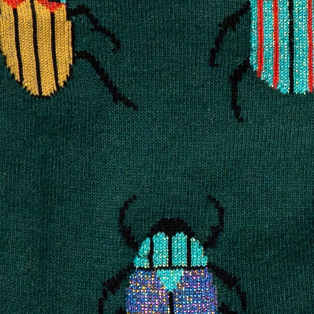 Close-up view of Beetle-Mania! Women's Crew Socks.