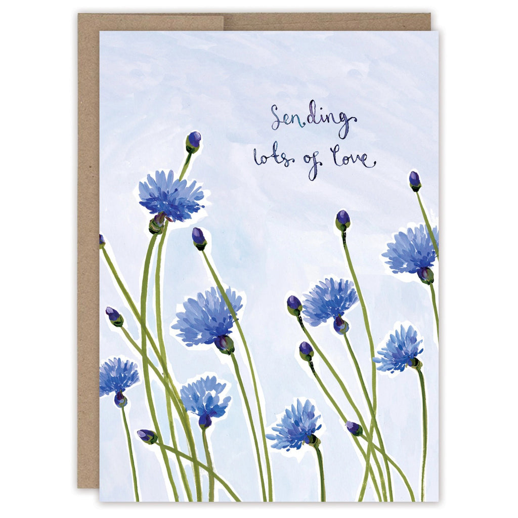 Cornflowers Sending Love Sympathy Card.