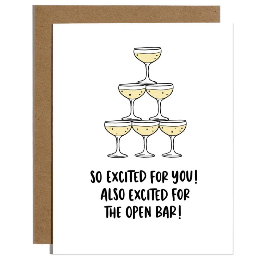 Excited For The Open Bar Wedding Card.