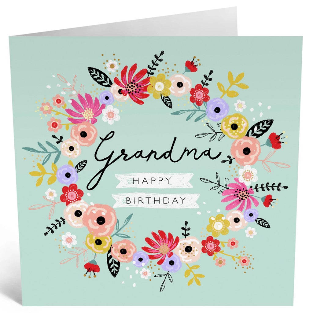 Floral Wreath Grandma Birthday Card