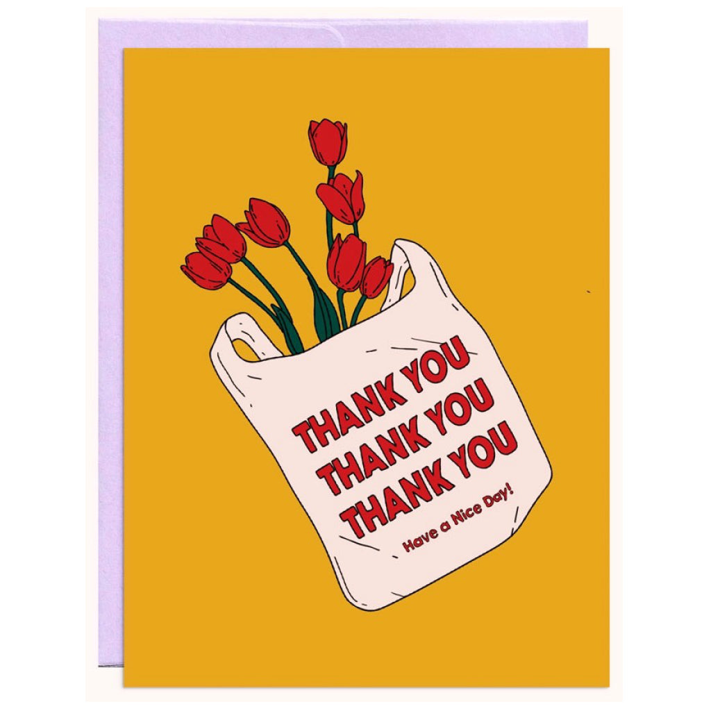 Flowers In Shopping Bag Thank You Card.