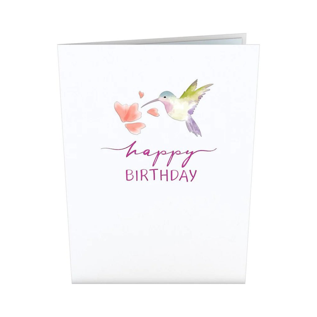 Front of Birthday Hummingbird Pop-Up Card.