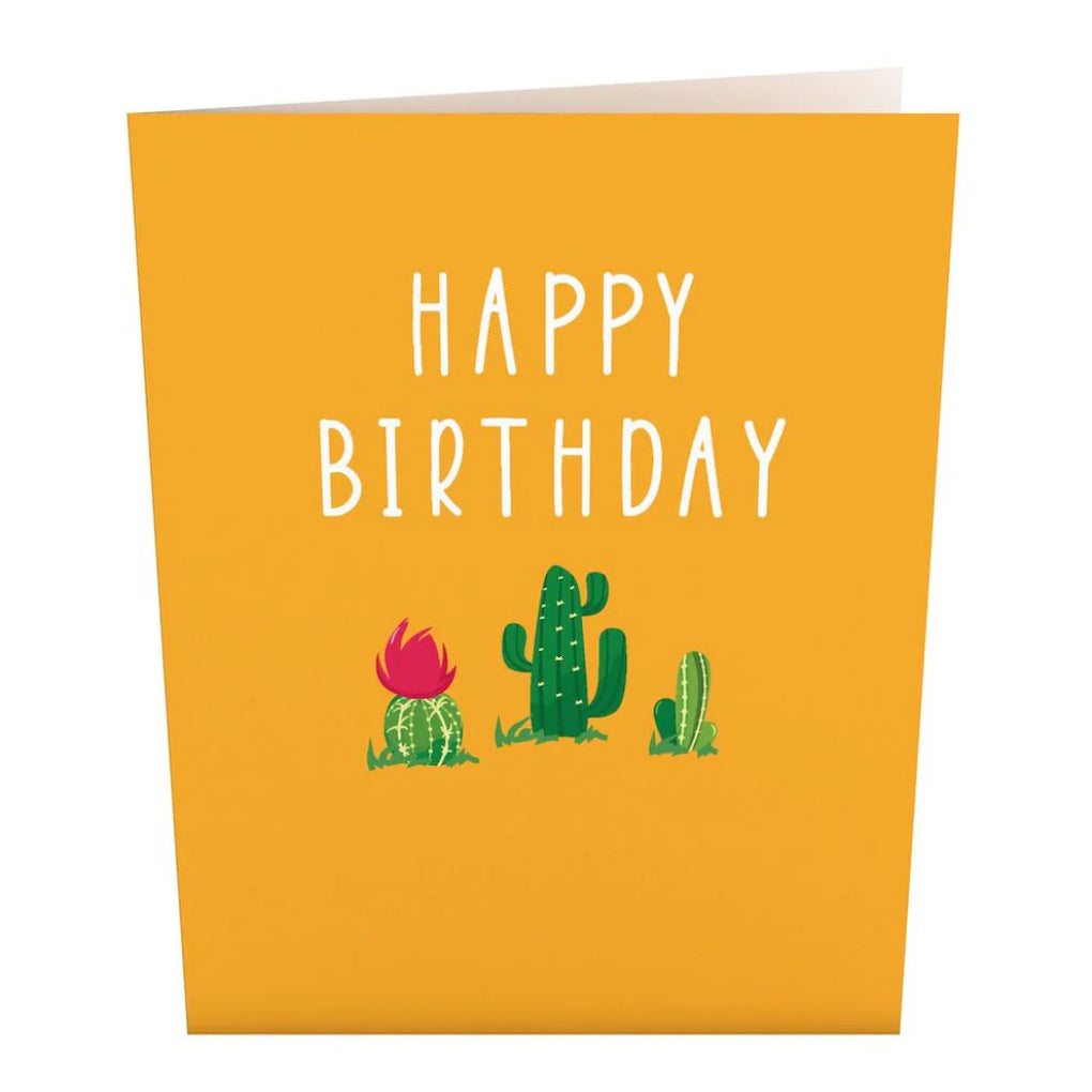 Front of Happy Birthday Cacti: Paperpop Card.
