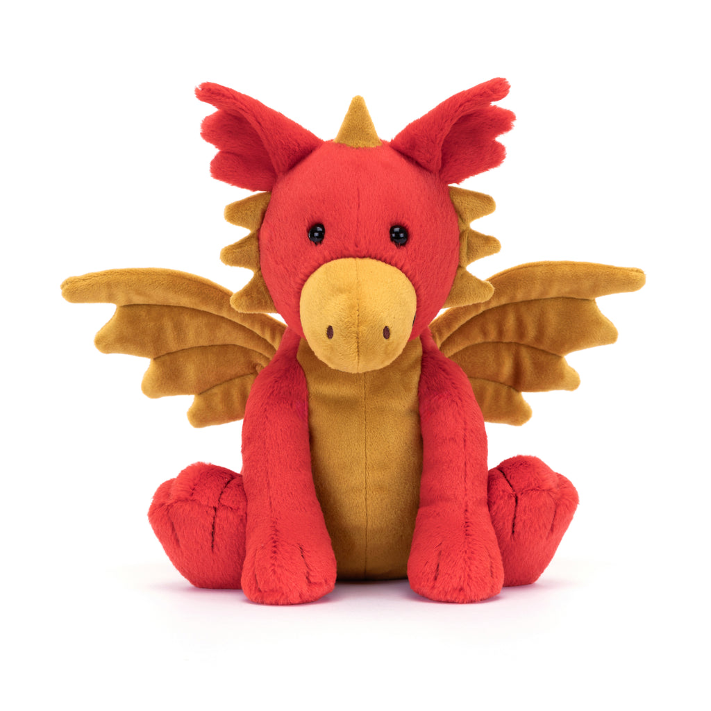 Front of Jellycat Darvin Dragon.