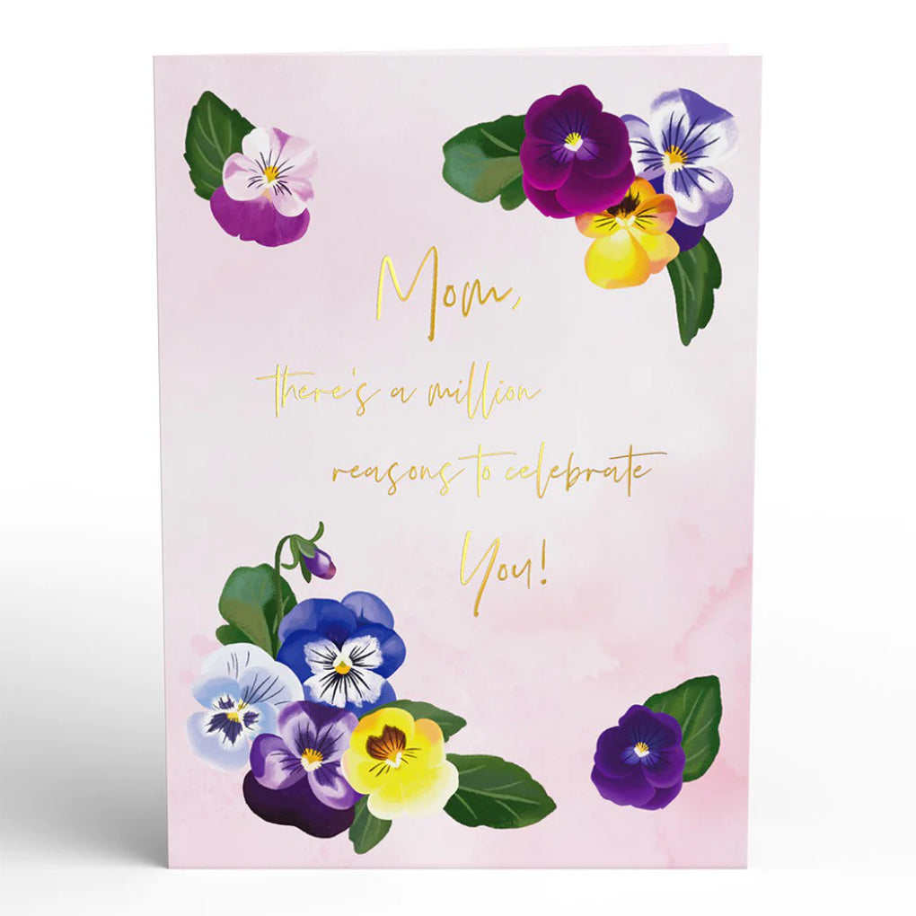 Front of Mother's Day Pansies Pop-Up Card.