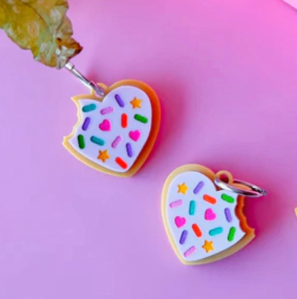 Funfetti Heart Cookie Earrings.