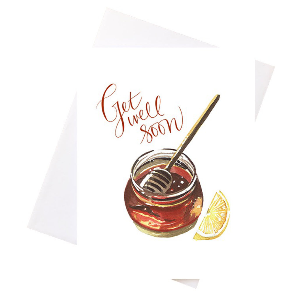 Get Well Honey  Lemon Watercolour Card
