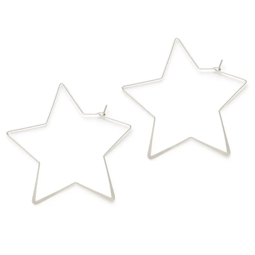 Giant Star Hoop Earrings Silver.