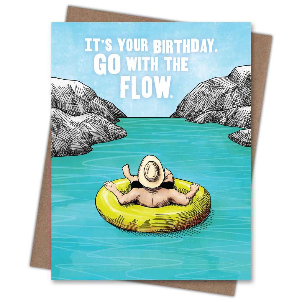 Go With the Flow Birthday Card with envelope.