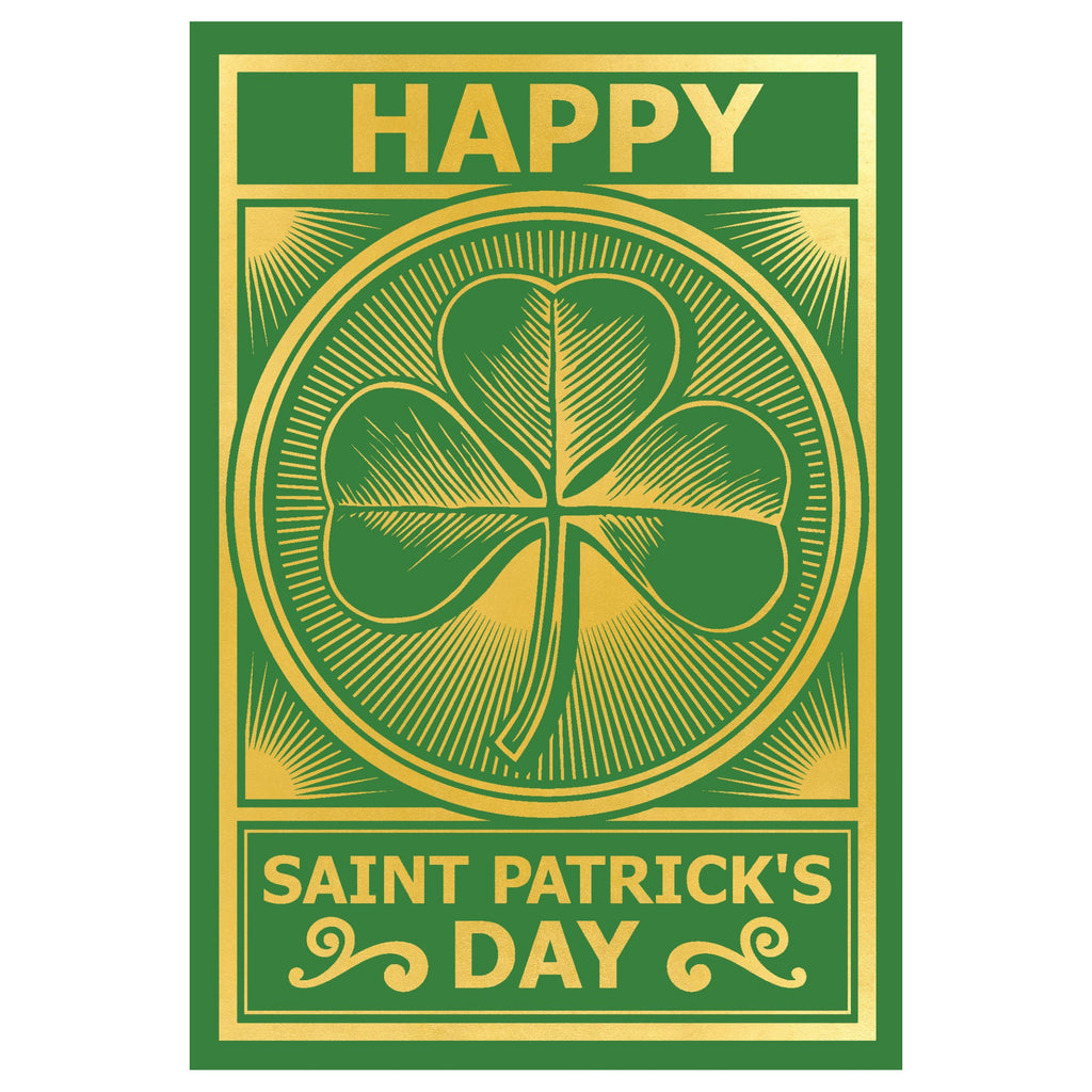 Gold Foil Clover St Patricks Day Card