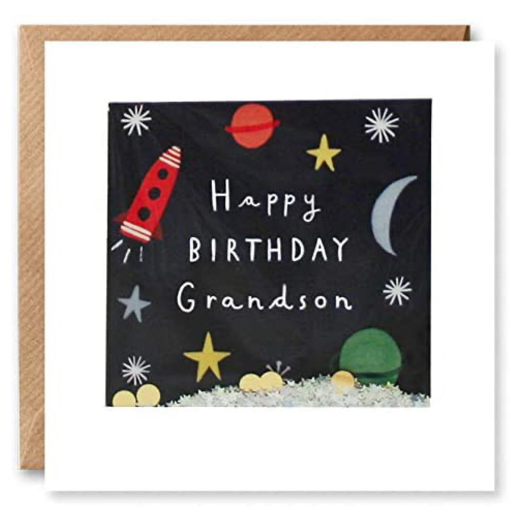Grandson Space Confetti Birthday Card