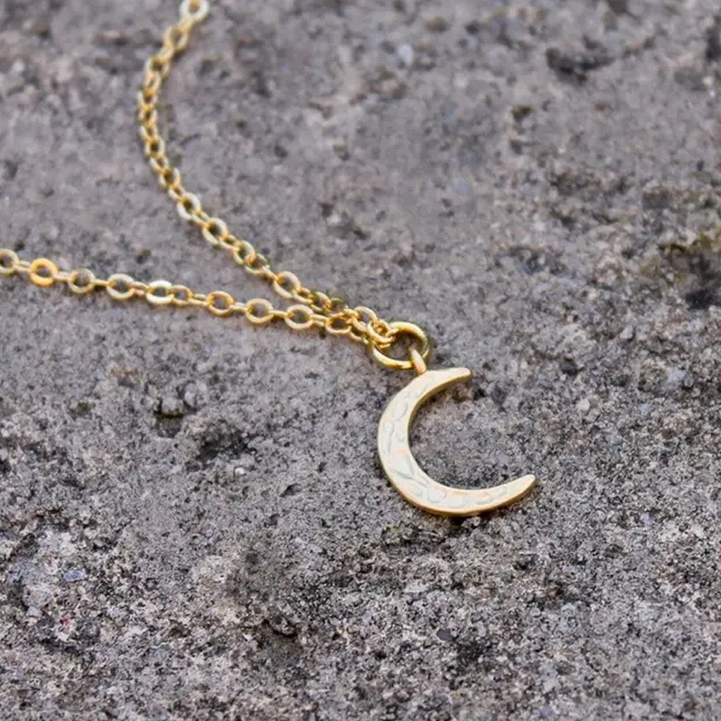 Hammered Crescent Moon Necklace.