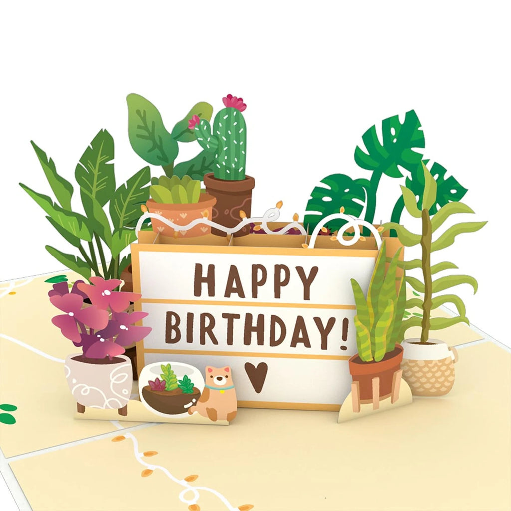 Happy Birthday Plants 3D Pop Up Card Closeup