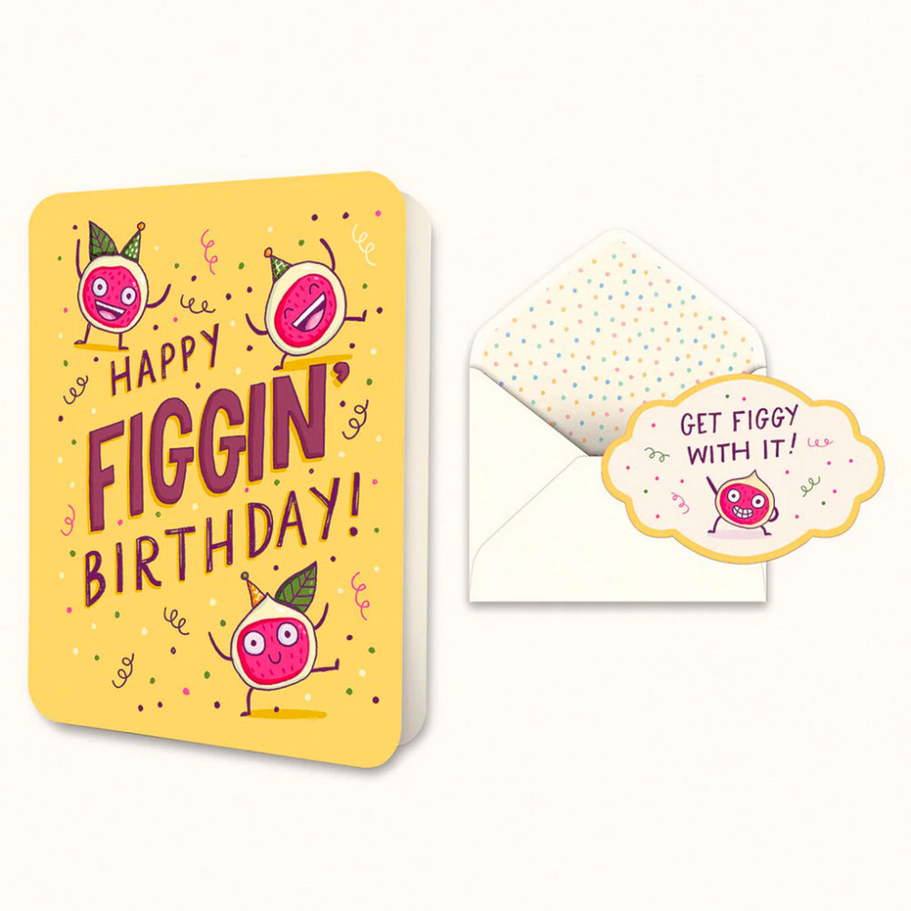 Happy Figgin' Birthday Card envelope.
