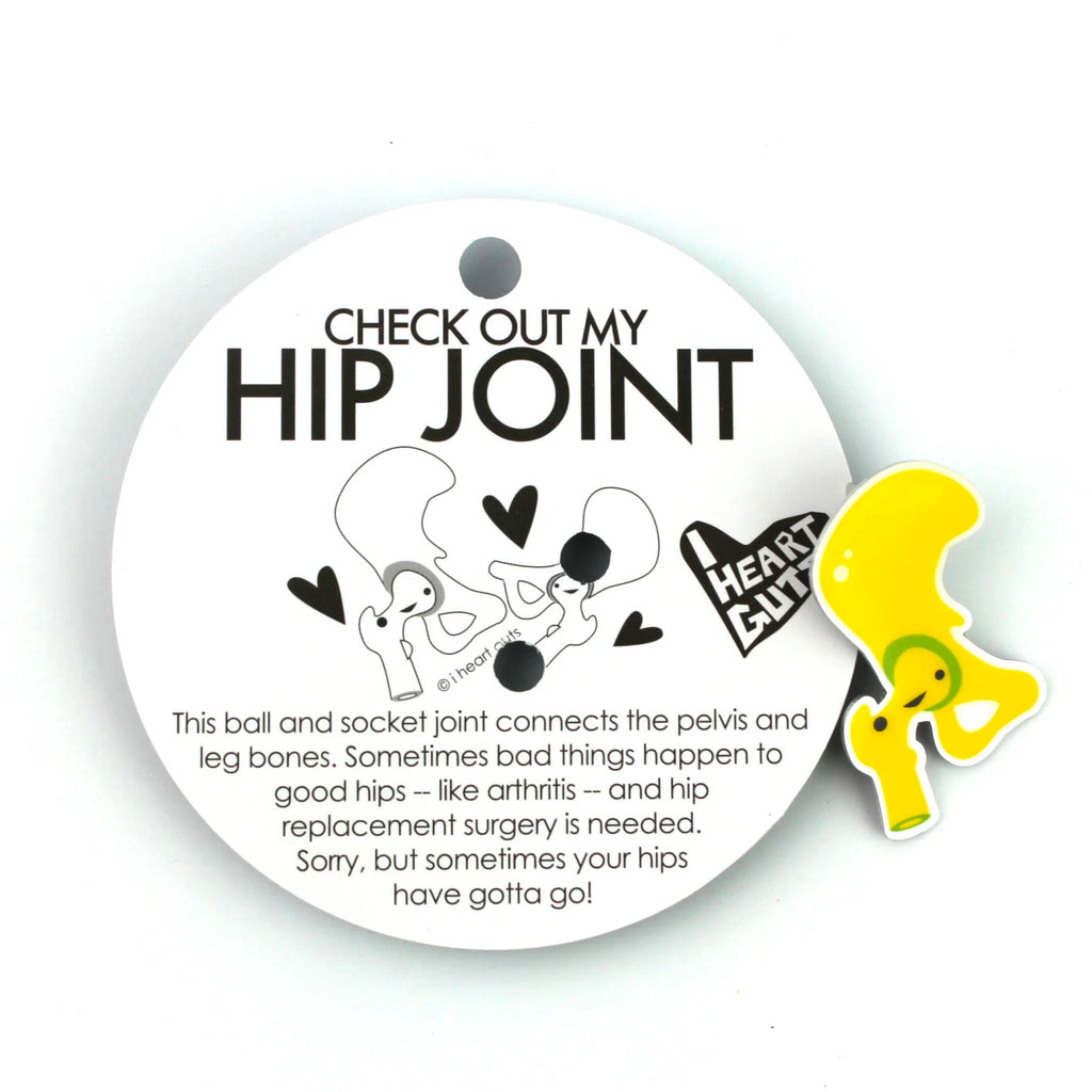 Hip Joint Lapel Pin back of packaging.