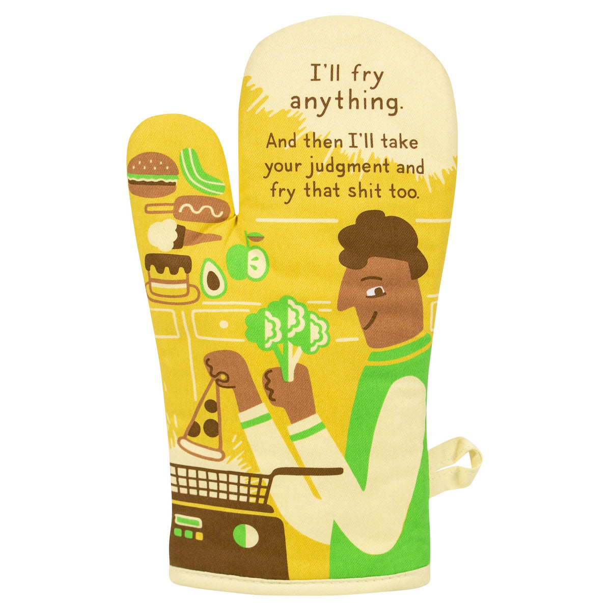 I'll Fry Anything Oven Mitt Blue Q Outer Layer