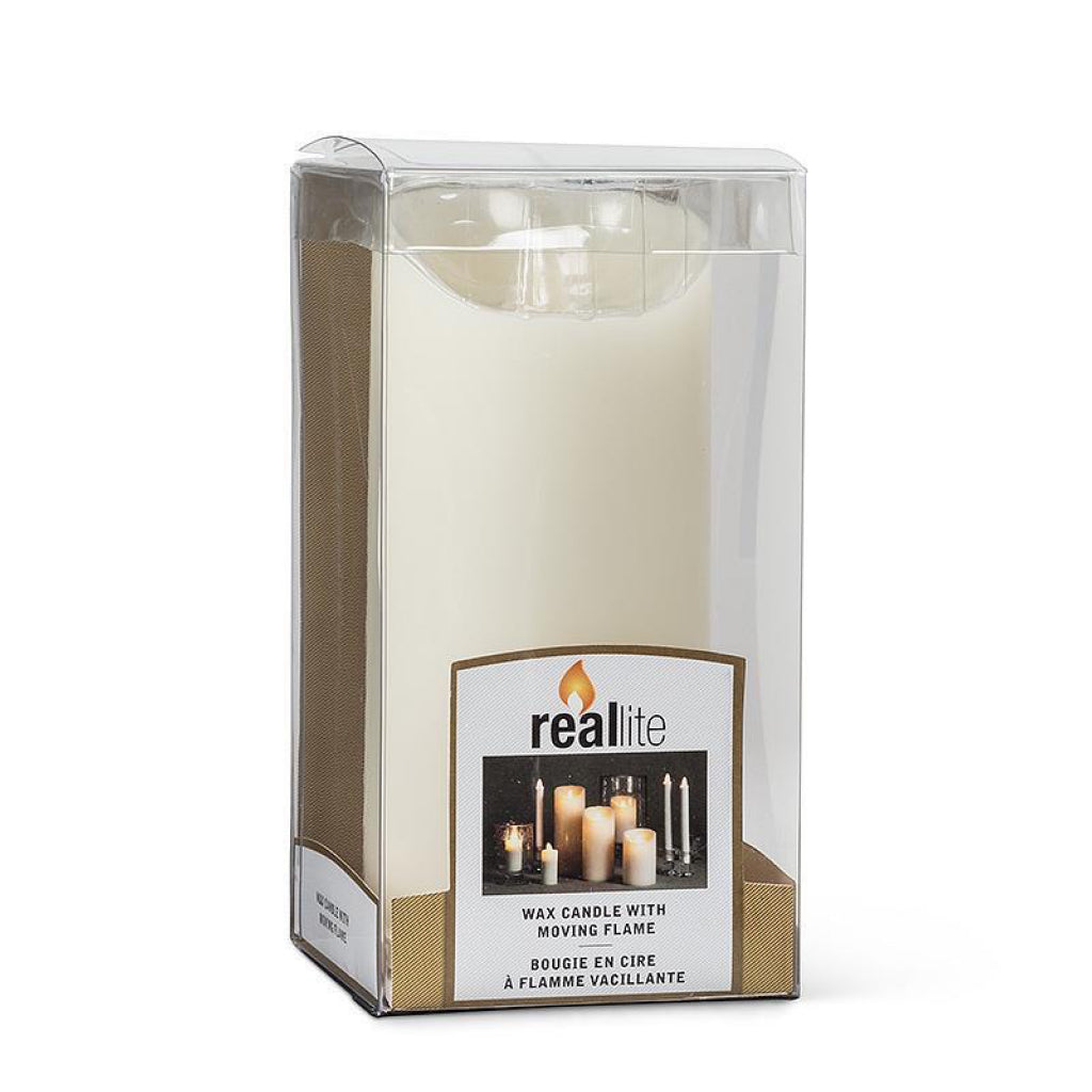 Ivory Reallite Candle Medium 3 x 7 Inch packaging.