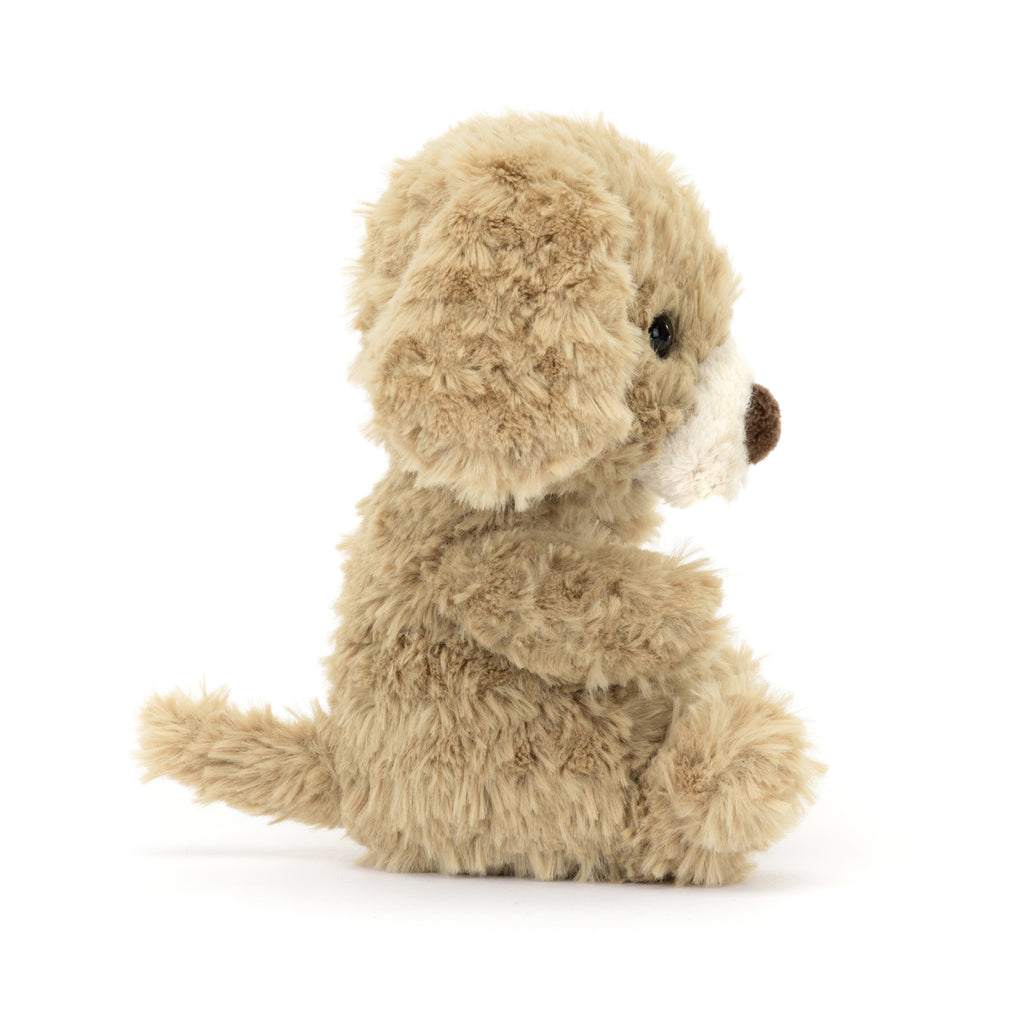 Jellycat puppy side view.